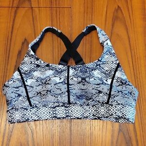 Zyia Active Black & White Snake Print Bra Sz M